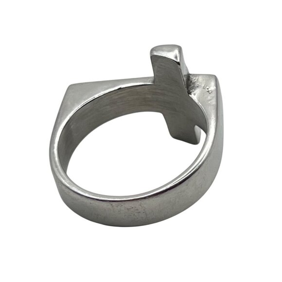 Unisex Stainless Steel Cross Ring Gold-Tone Accent Sz 10 Horizontal - Picture 6 of 8